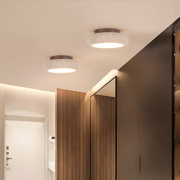 Retro Travertine Round LED Ceiling Light 1-Light