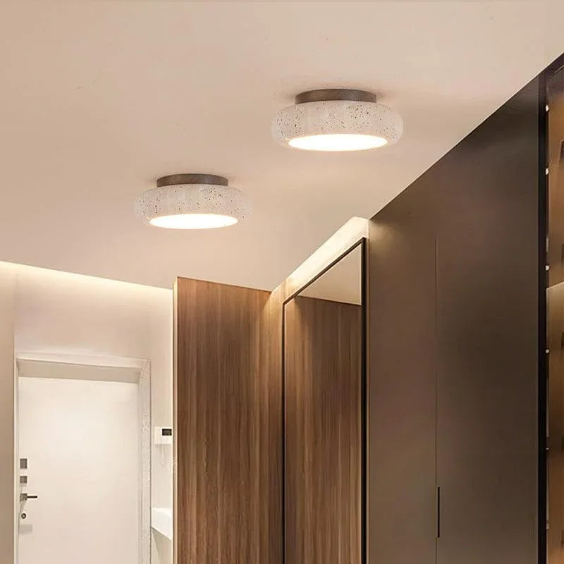 Retro Travertine Round LED Ceiling Light 1-Light