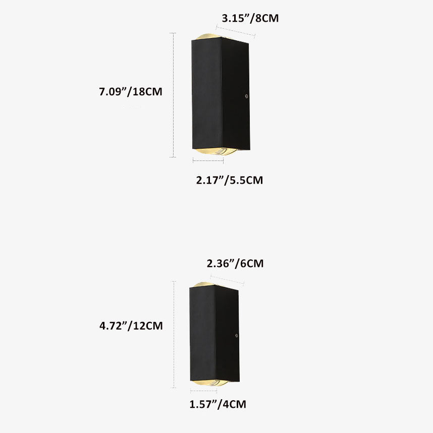 Modern Minimalist Aluminum Hardware Rectangular LED Outdoor Wall Sconce Lamp for Outdoor Patio