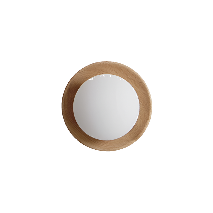 Natural Wood Wall Light with Opal Globe | Walnut or Oak Tone