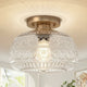 Oliver Carved Glass Oval Vintage Semi Flush Mount Ceiling Light