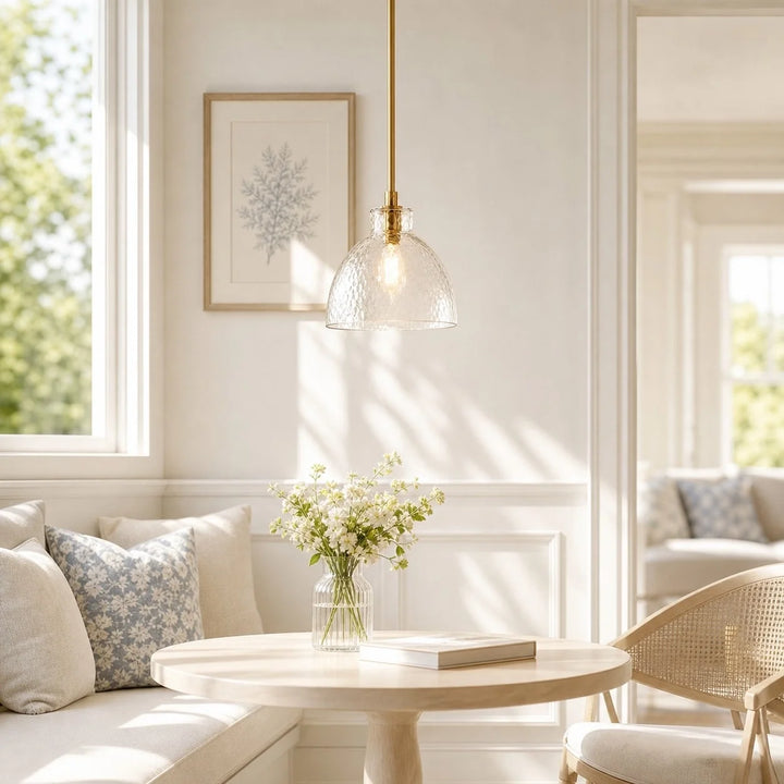 Ondine Farmhouse Hammered Glass Pendant Light
