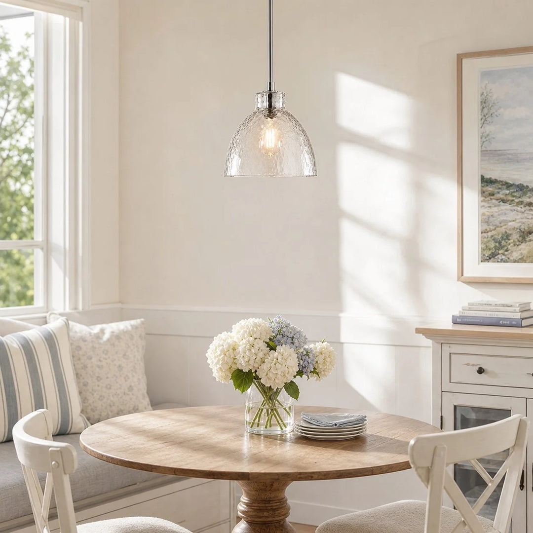 Ondine Farmhouse Hammered Glass Pendant Light