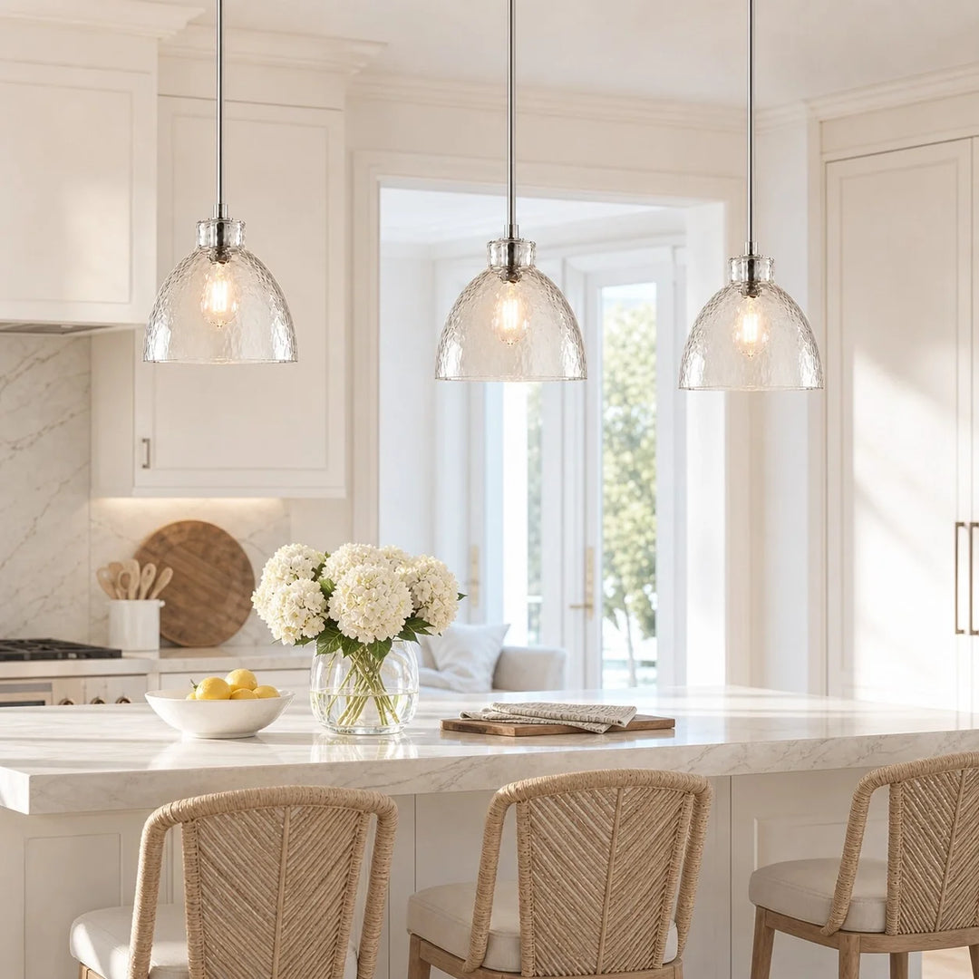 Ondine Farmhouse Hammered Glass Pendant Light