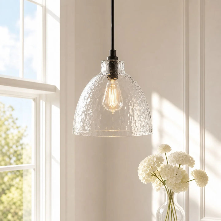 Ondine Farmhouse Hammered Glass Pendant Light