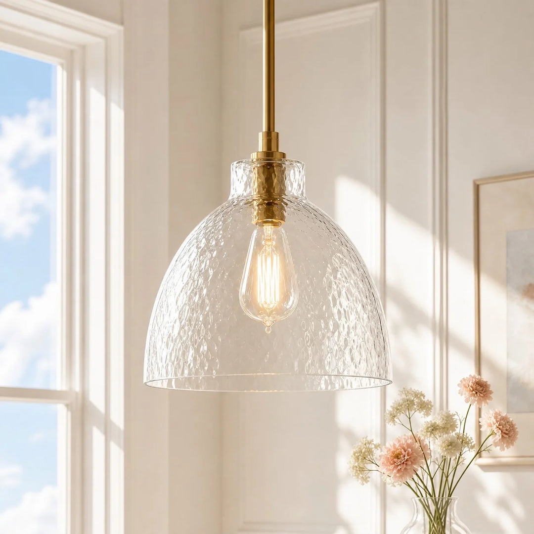 Ondine Farmhouse Hammered Glass Pendant Light