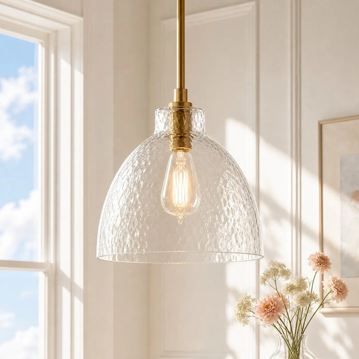 Ondine Farmhouse Hammered Glass Pendant Light