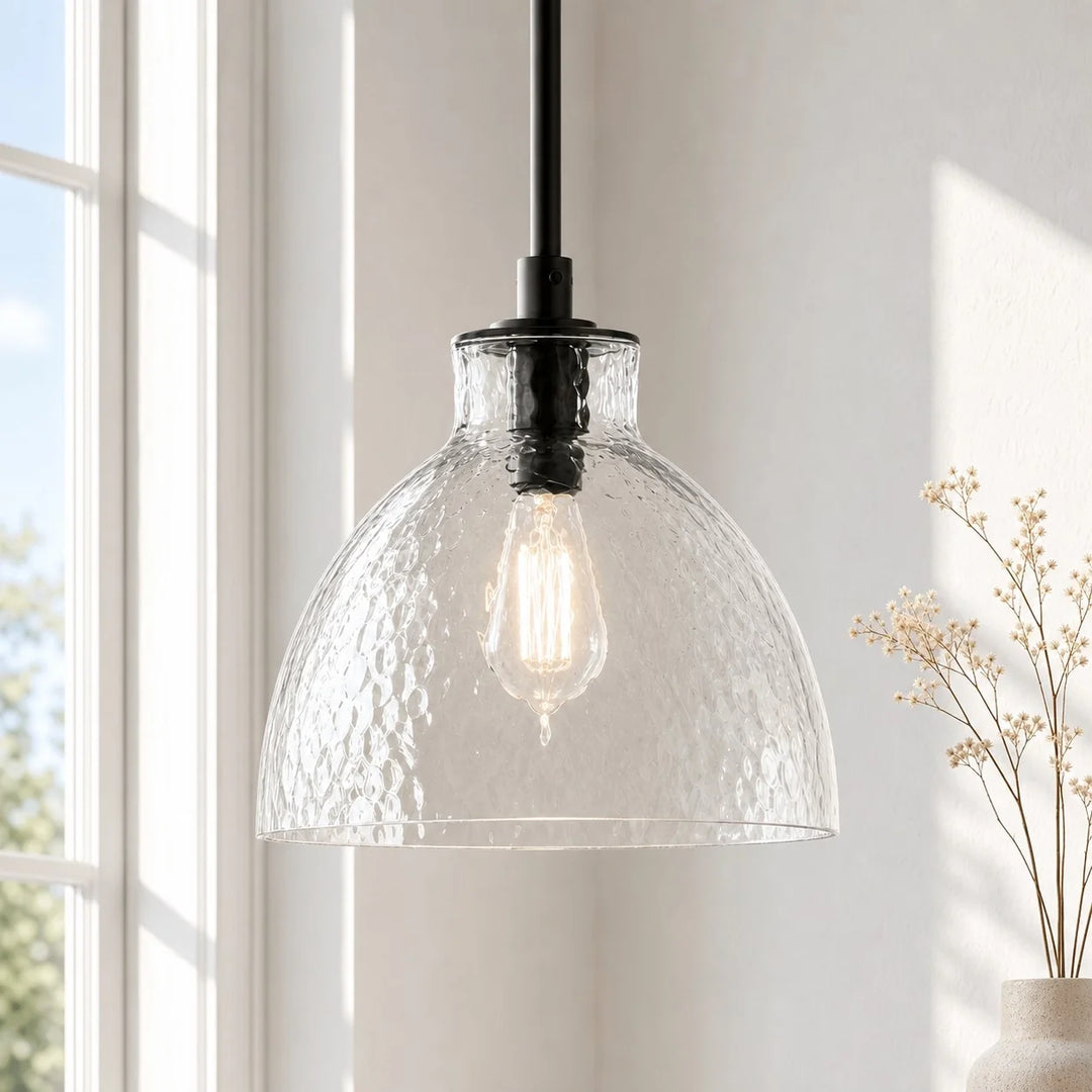 Ondine Farmhouse Hammered Glass Pendant Light