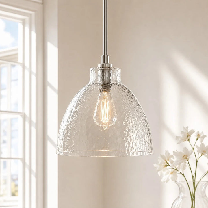 Ondine Farmhouse Hammered Glass Pendant Light