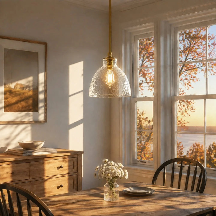 Ondine Farmhouse Hammered Glass Pendant Light