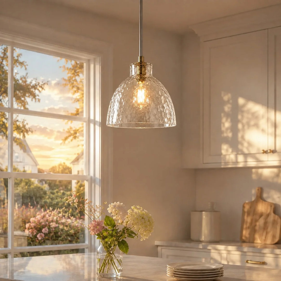 Ondine Farmhouse Hammered Glass Pendant Light