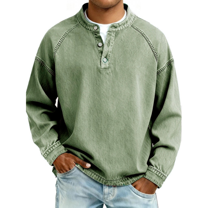 Men's Long-Sleeve Henley Summer Shirt – image 3
