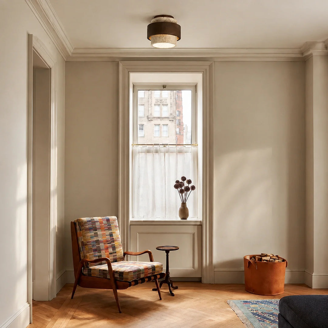 Owen Wabi-Sabi Travertine Cylindrical Ceiling Light