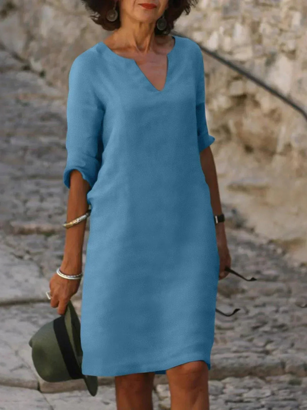 Women's Elbow-Sleeve V-Neck Summer Dress – image 10