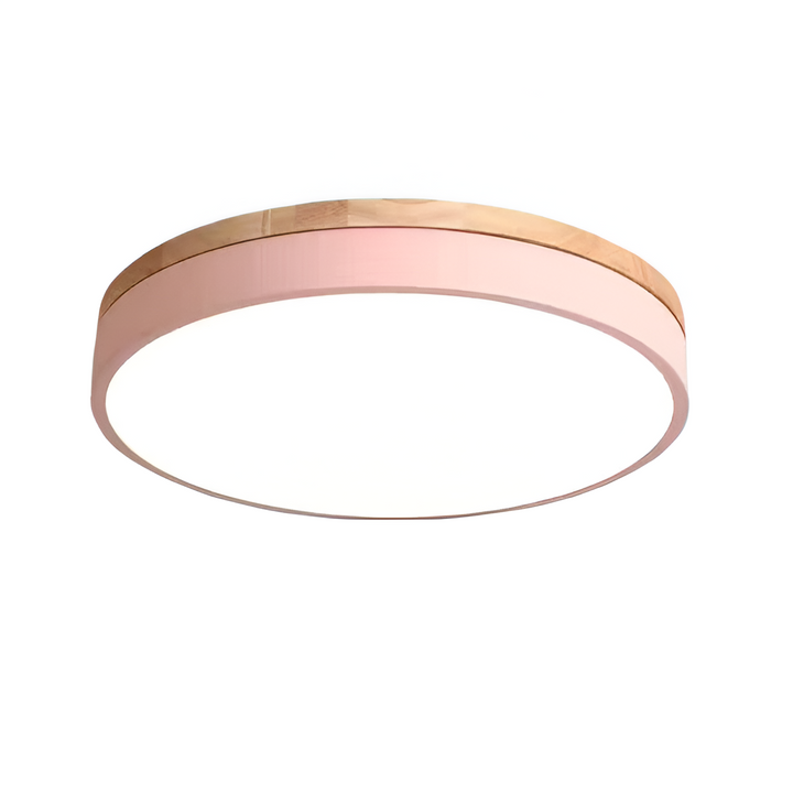 Nordic Round Flush Ceiling Light LED Light With Acrylic Diffuser in Pink