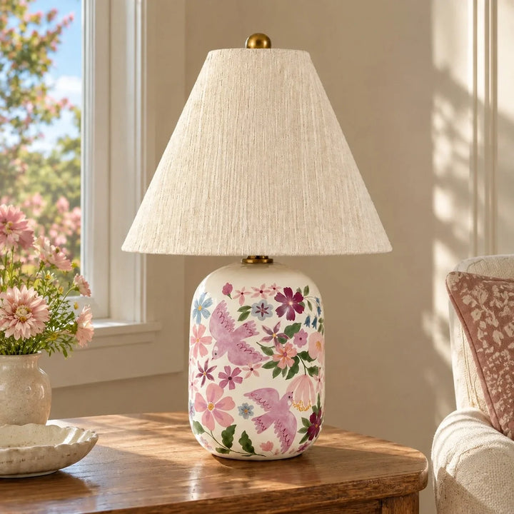 Plabo Retro Ceramic Linen Tapered Table Lamp