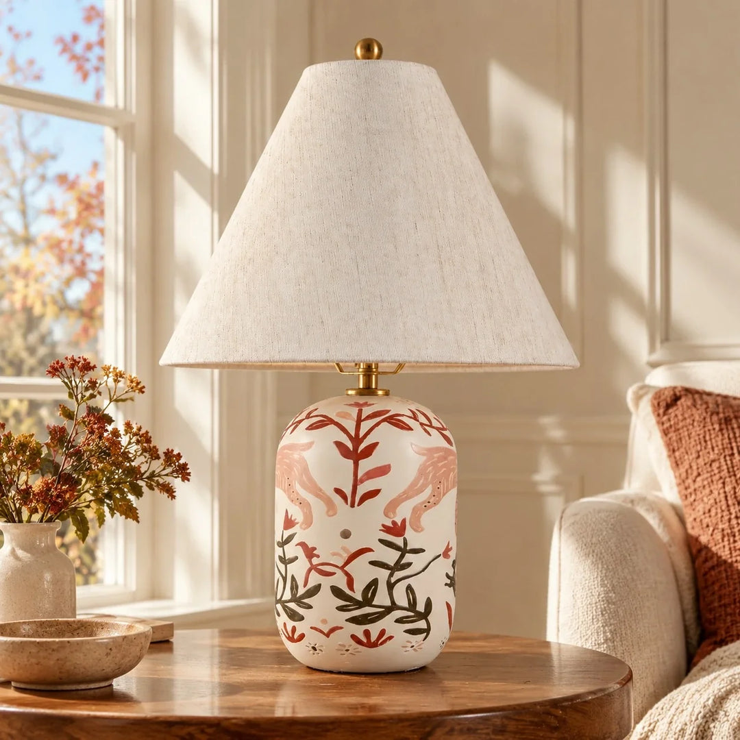 Plabo Retro Ceramic Linen Tapered Table Lamp