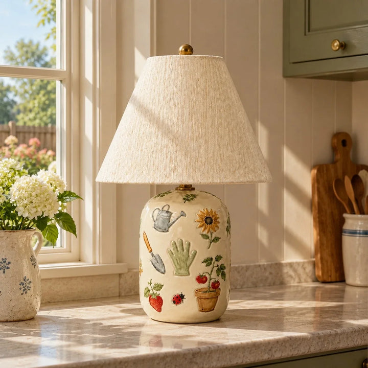 Plabo Retro Ceramic Linen Tapered Table Lamp