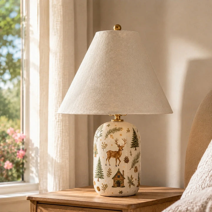 Plabo Retro Ceramic Linen Tapered Table Lamp
