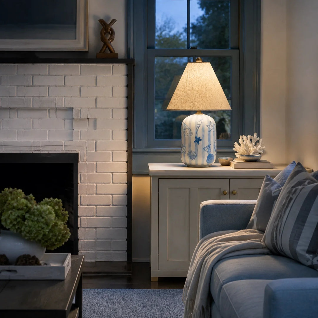 Plabo Retro Ceramic Linen Tapered Table Lamp