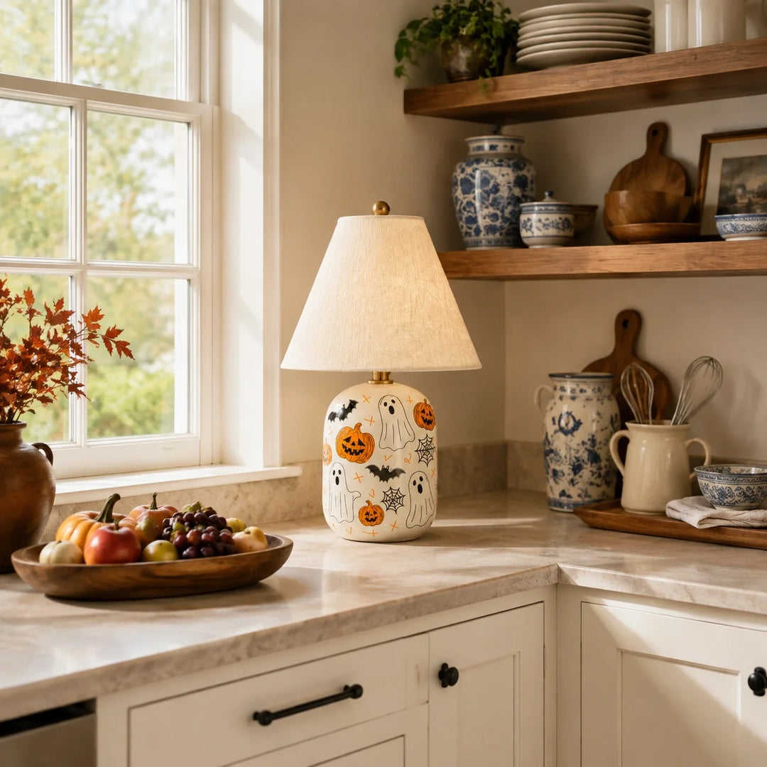 Plabo Retro Ceramic Linen Tapered Table Lamp