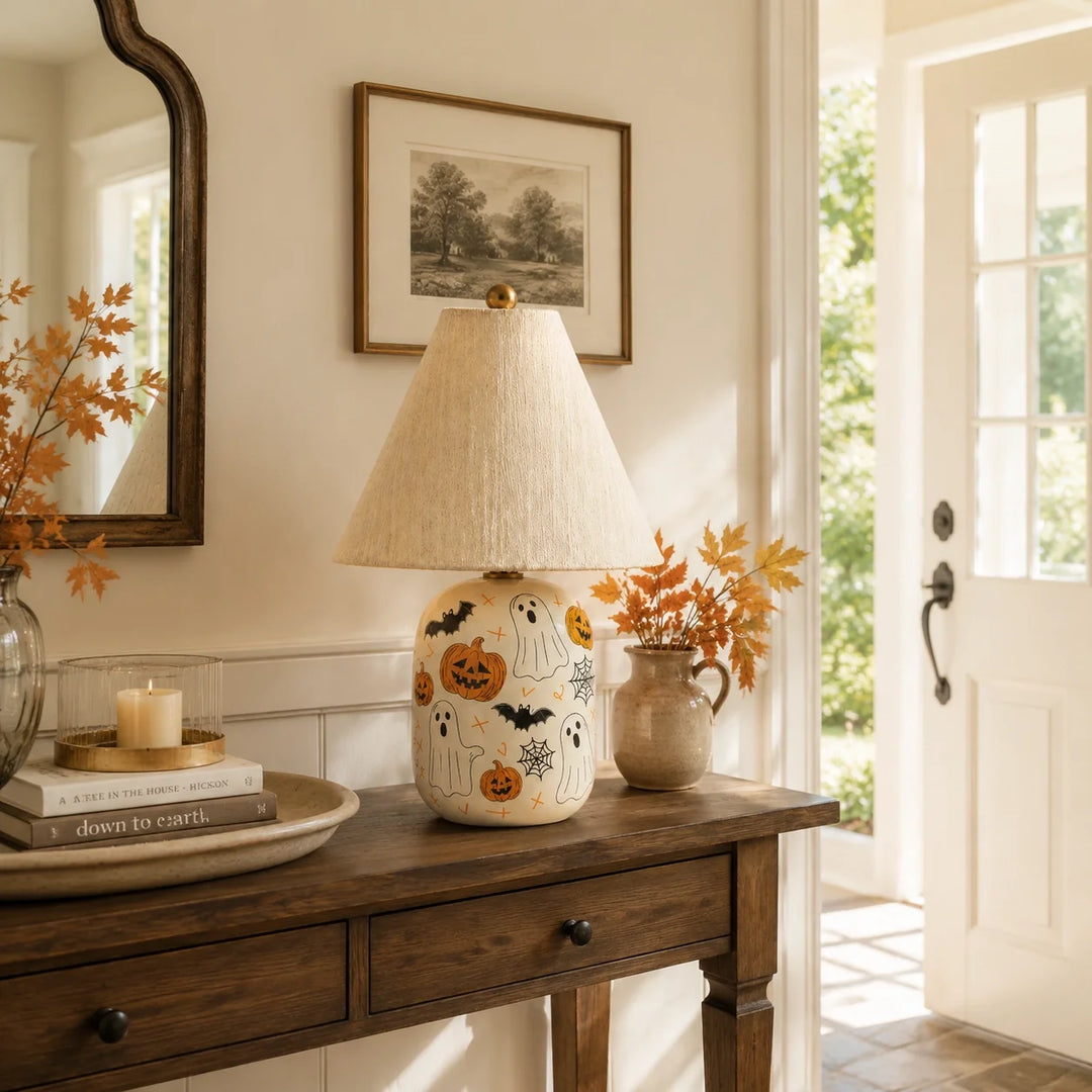 Plabo Retro Ceramic Linen Tapered Table Lamp
