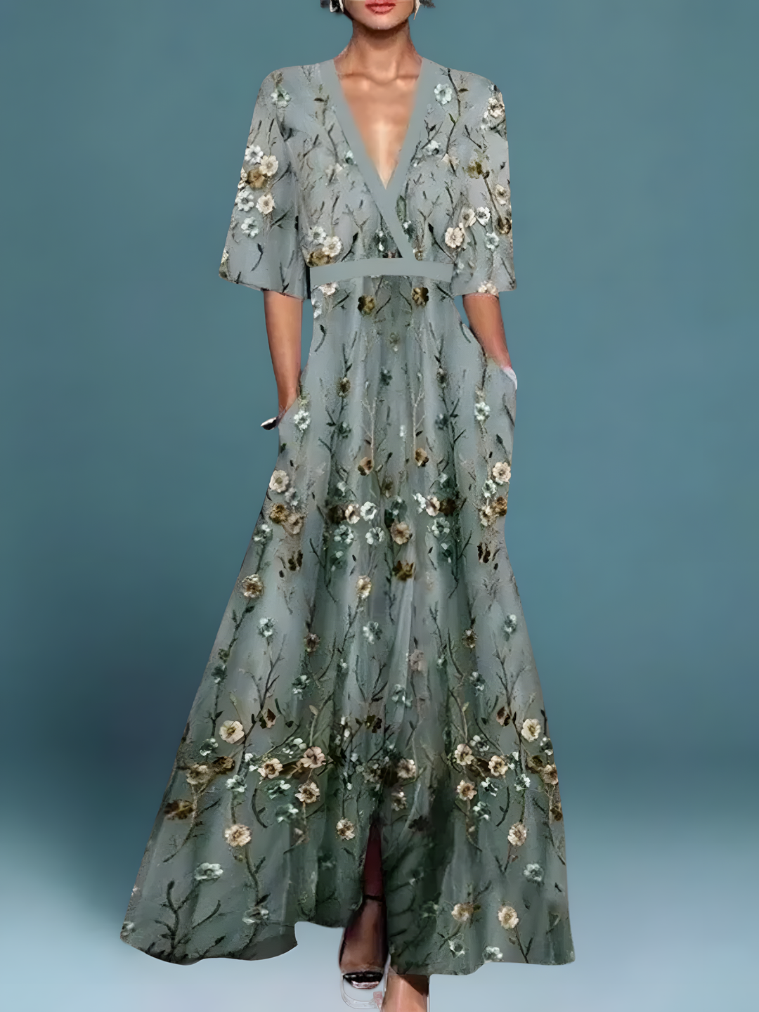 Women's V-Neck Floral Summer Dress – image 3