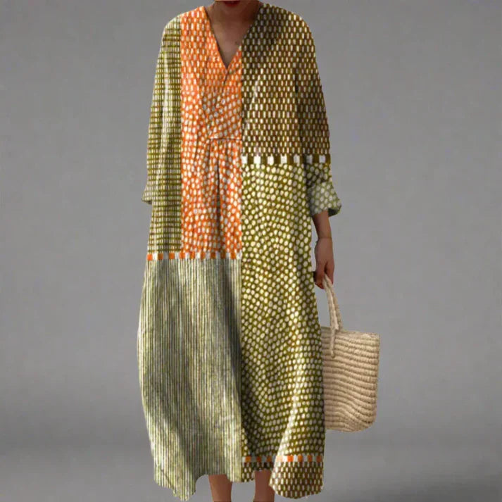 Women's Geometric V-Neck Summer Dress – image 2