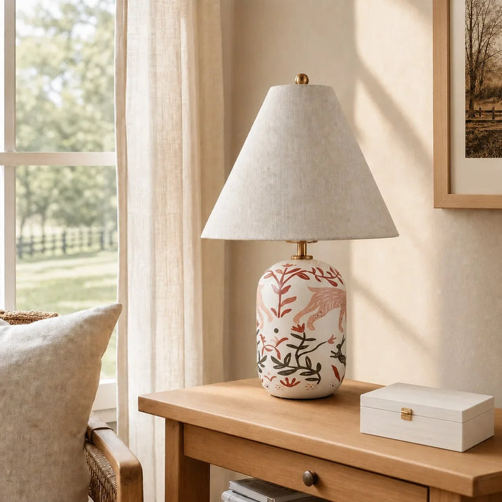 Plabo Retro Ceramic Linen Tapered Table Lamp