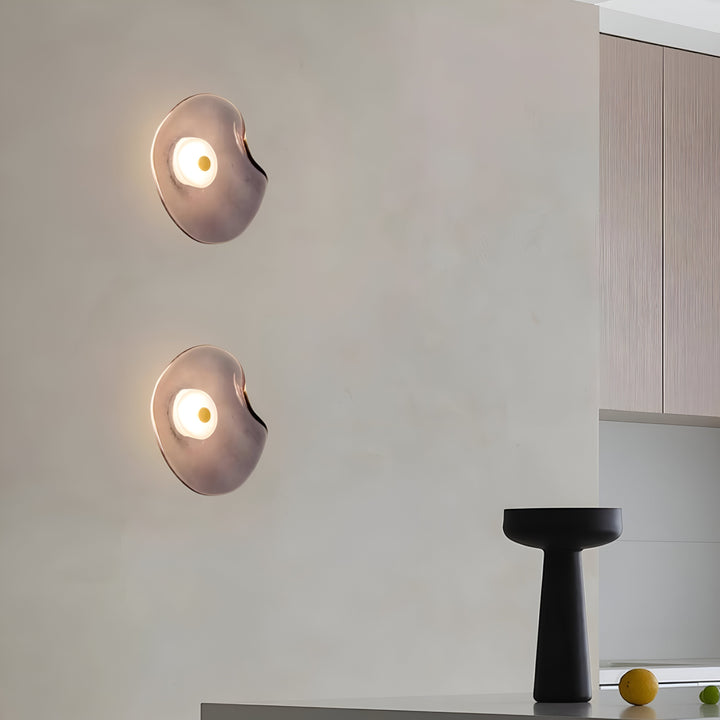 Wavy Glass Wall Light | Sculptural Disc, Four Colours