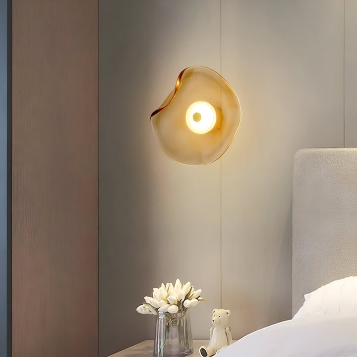 Wavy Glass Wall Light | Sculptural Disc, Four Colours