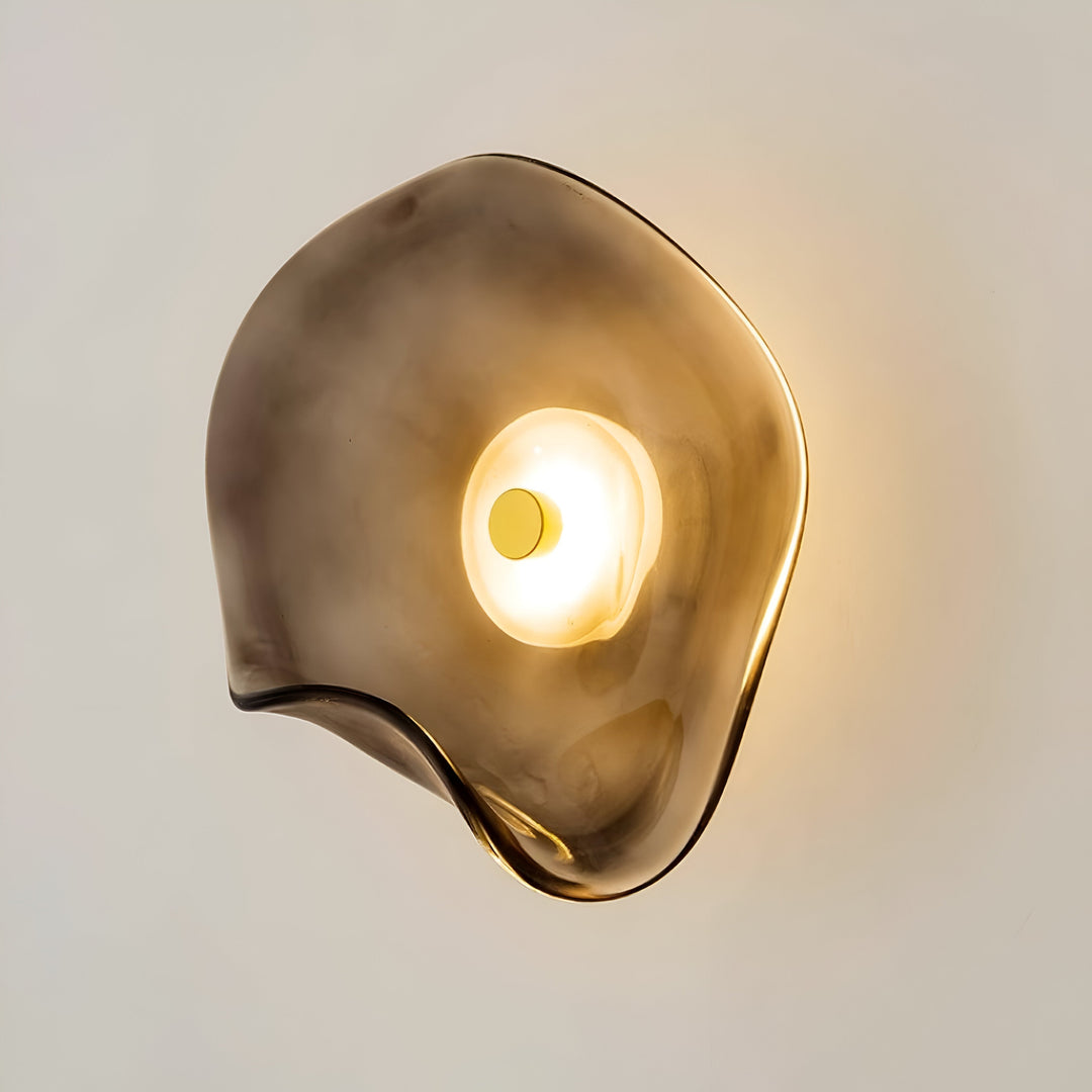 Wavy Glass Wall Light | Sculptural Disc, Four Colours