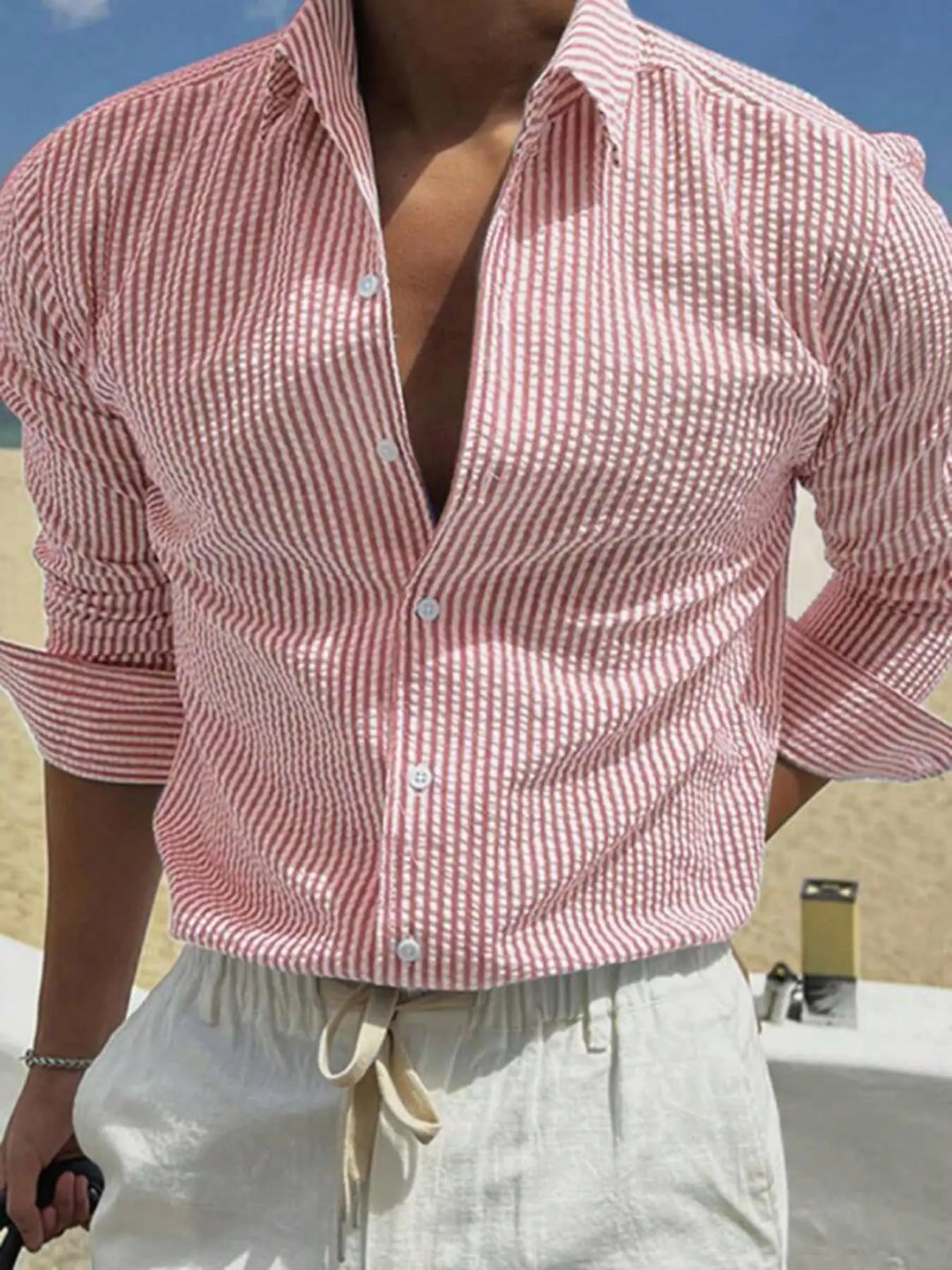 Men's Long-Sleeve Striped Summer Shirt – image 9