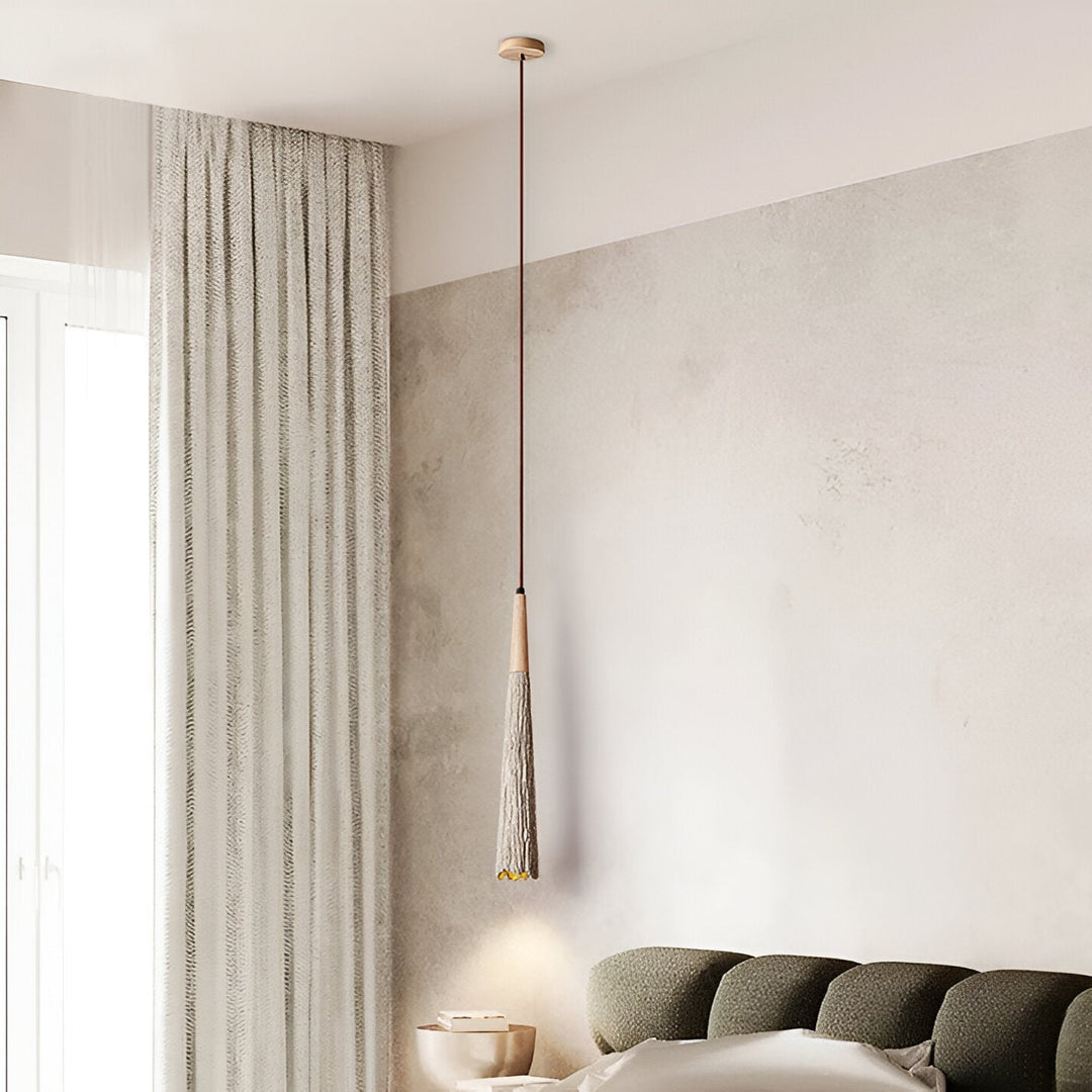 Wabi-Sabi Cement Pendant Light | Wood Top, Four Shapes