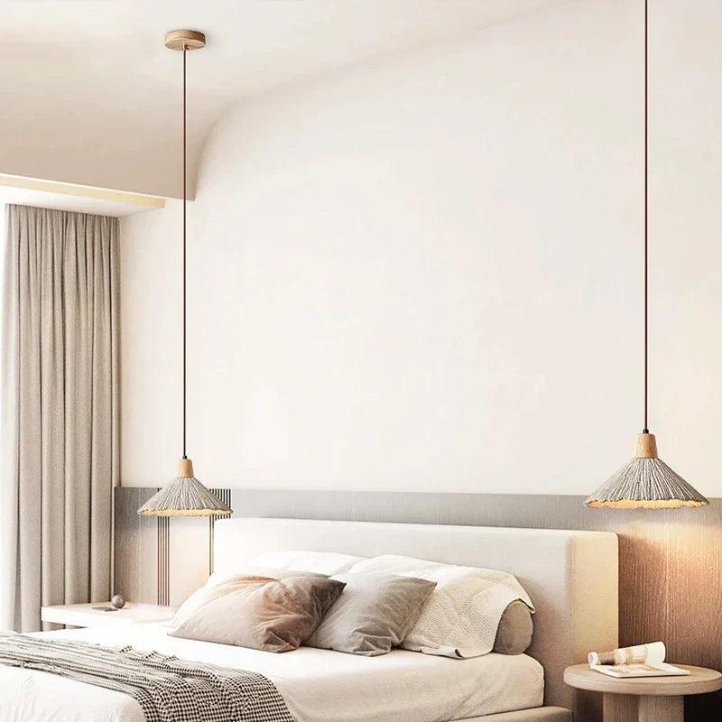 Wabi-Sabi Cement Pendant Light | Wood Top, Four Shapes