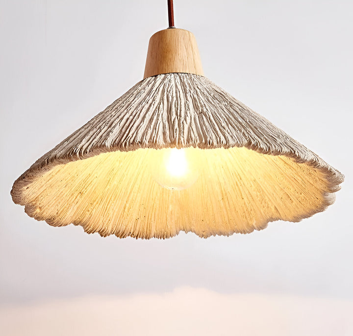 Wabi-Sabi Cement Pendant Light | Wood Top, Four Shapes