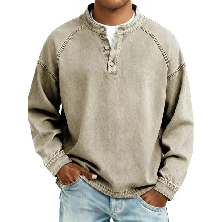 Men's Long-Sleeve Henley Summer Shirt – image 7