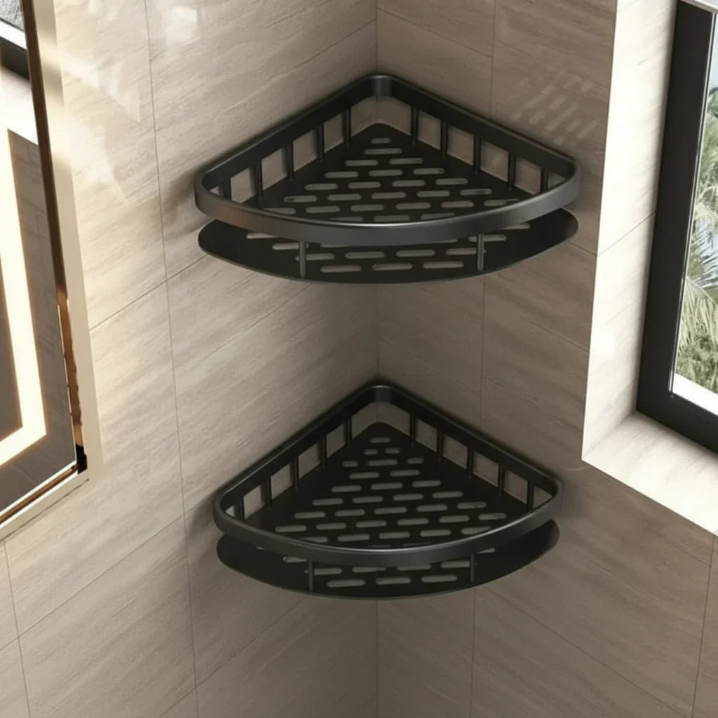 Adhesive Shower Shelf | Drill-Free, Black or Silver