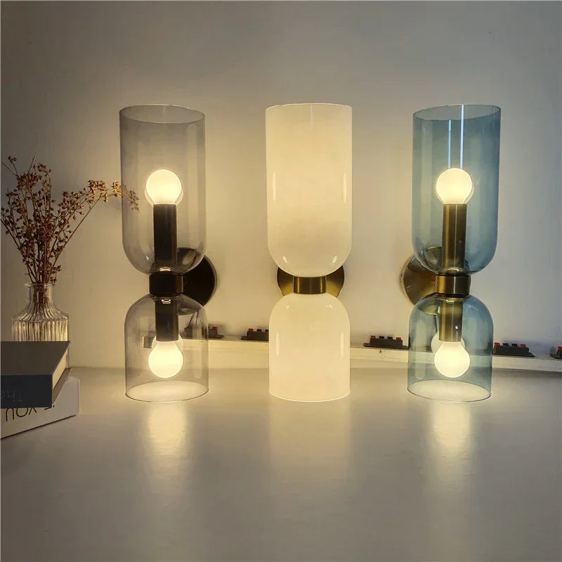 Glass Up and Down Wall Light | Opal, Clear or Smoke Grey
