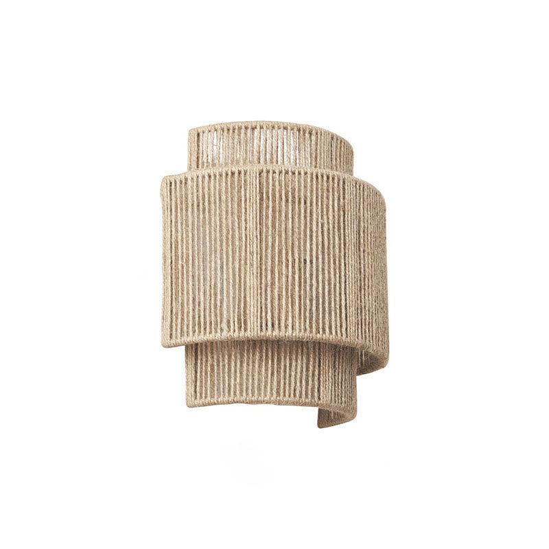 Japanese Rattan Curved Rope Wall Sconce 1-Light