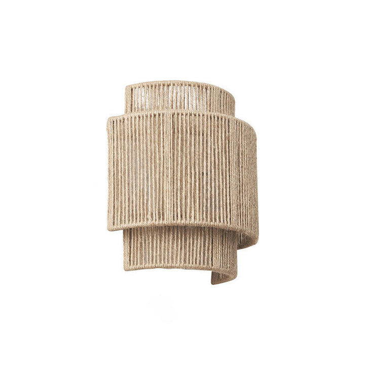 Japanese Rattan Curved Rope Wall Sconce 1-Light