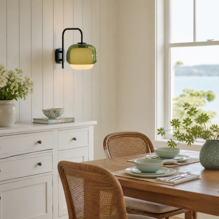 Sanae Modern Round Shade Colored Glass Wall Sconce