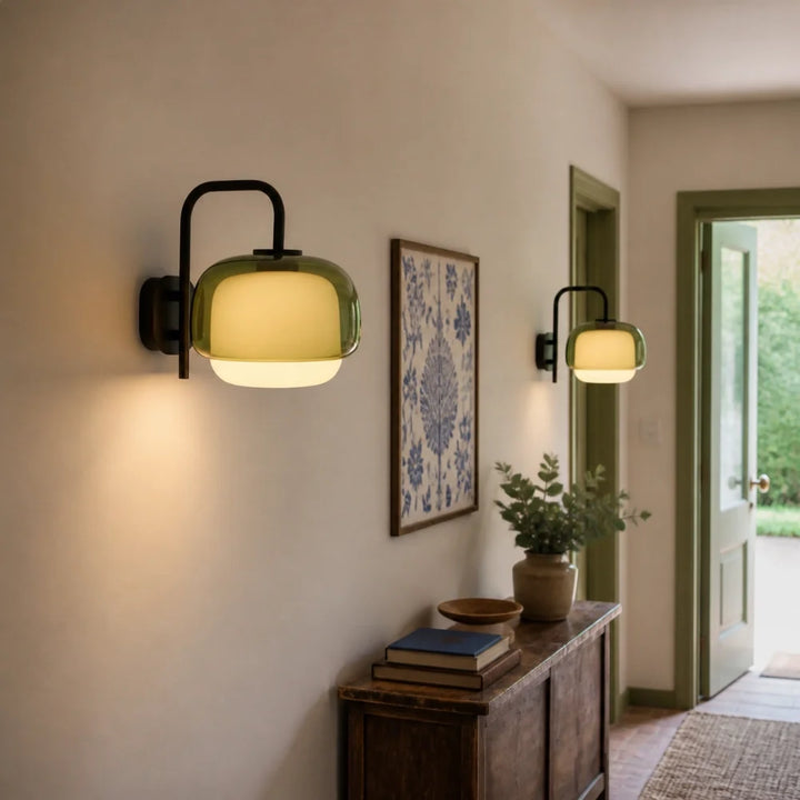 Sanae Modern Round Shade Colored Glass Wall Sconce