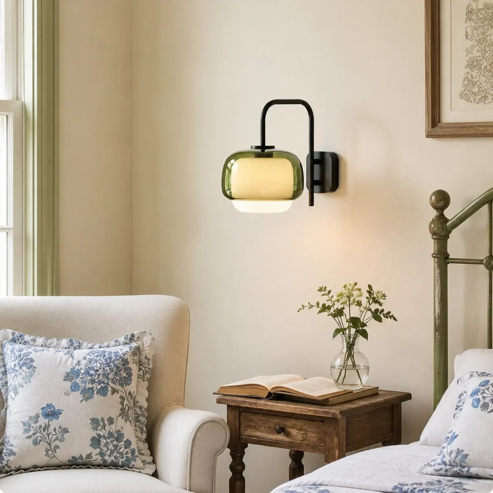 Sanae Modern Round Shade Colored Glass Wall Sconce