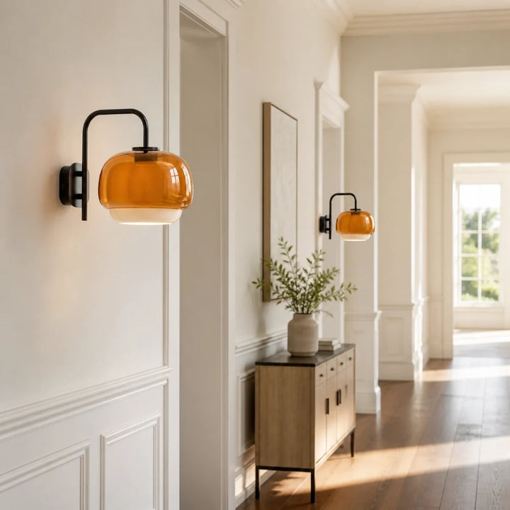 Sanae Modern Round Shade Colored Glass Wall Sconce
