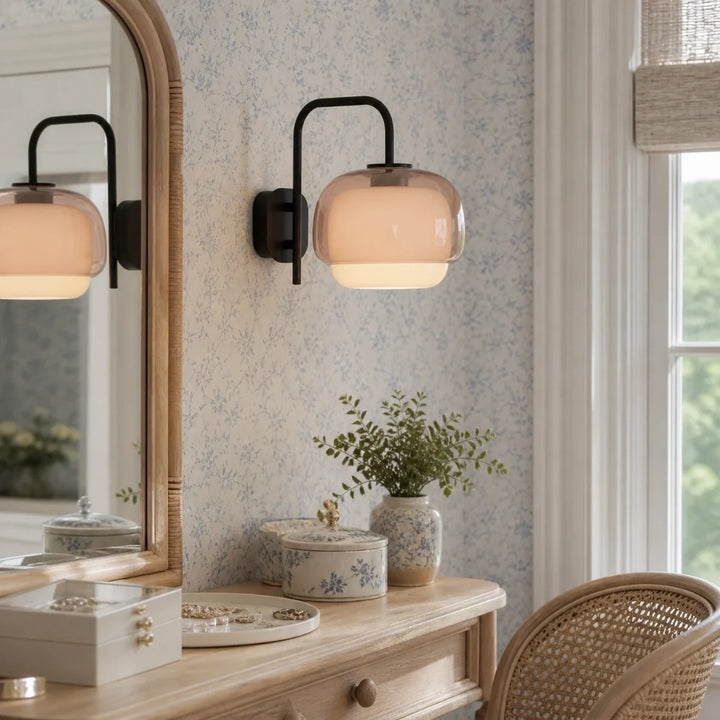 Sanae Modern Round Shade Colored Glass Wall Sconce