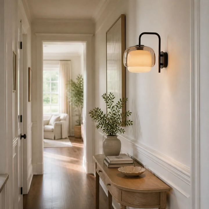 Sanae Modern Round Shade Colored Glass Wall Sconce
