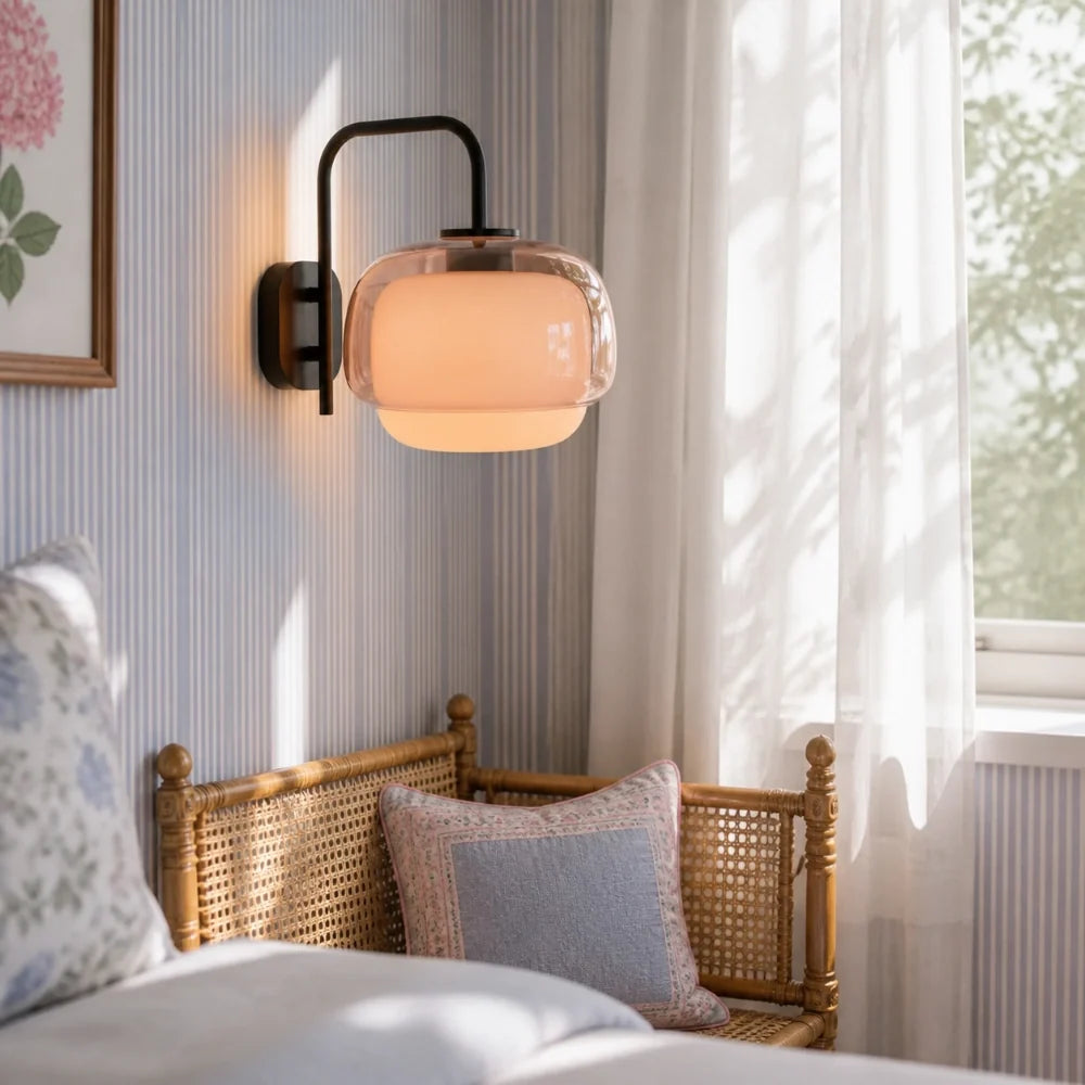 Sanae Modern Round Shade Colored Glass Wall Sconce