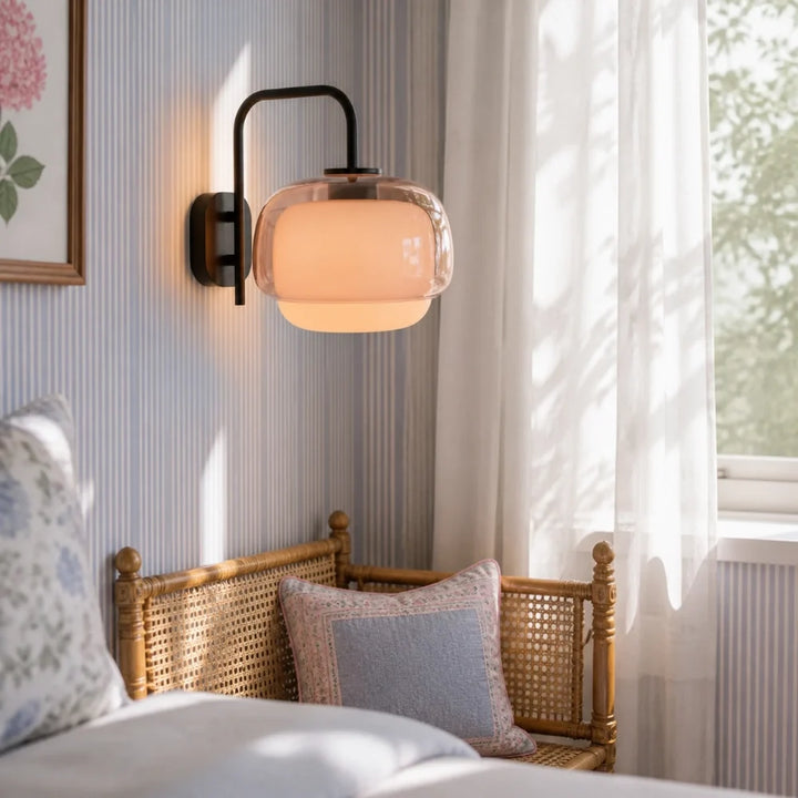 Sanae Modern Round Shade Colored Glass Wall Sconce