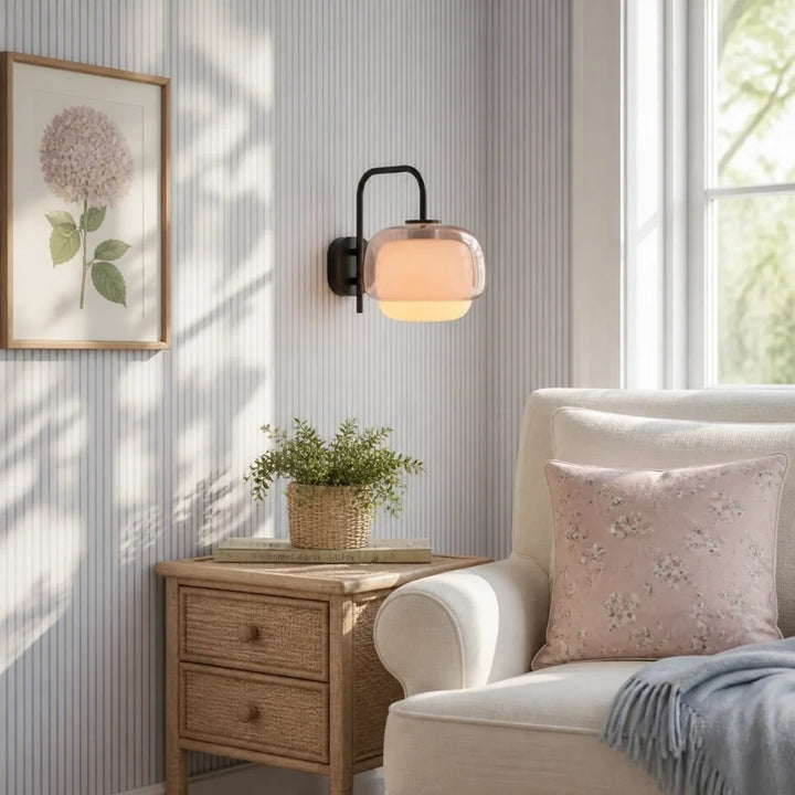 Sanae Modern Round Shade Colored Glass Wall Sconce